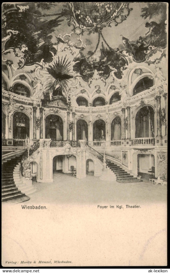 Ansichtskarte Wiesbaden Foyer Im Kgl. Theater. 1913 - Wiesbaden