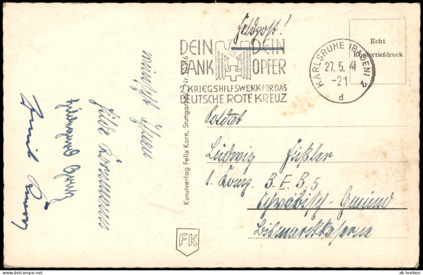 Ansichtskarte Gruss Zu Pfingsten Berg-Landschaft 1941   2. WK Als Feldpost - Pfingsten
