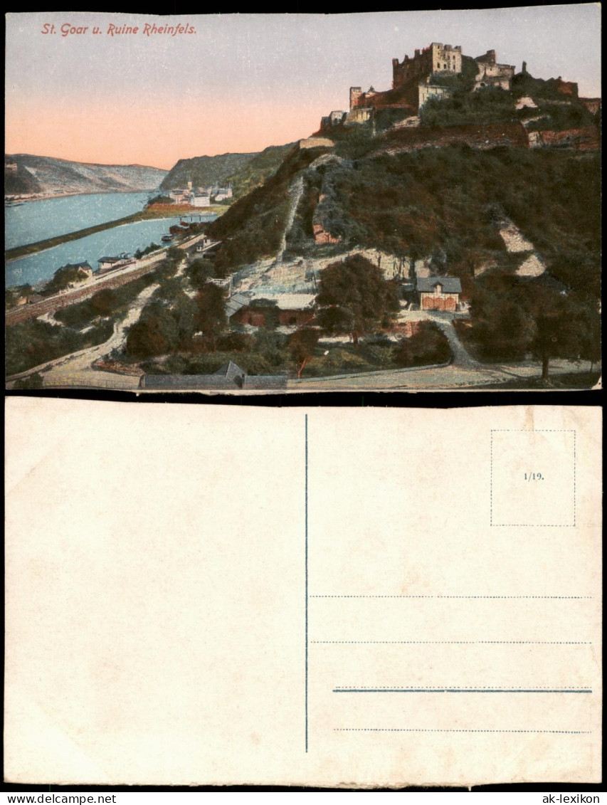 Ansichtskarte Sankt Goar Ortspanorama Rhein Und Ruine Rheinfels 1910 - St. Goar