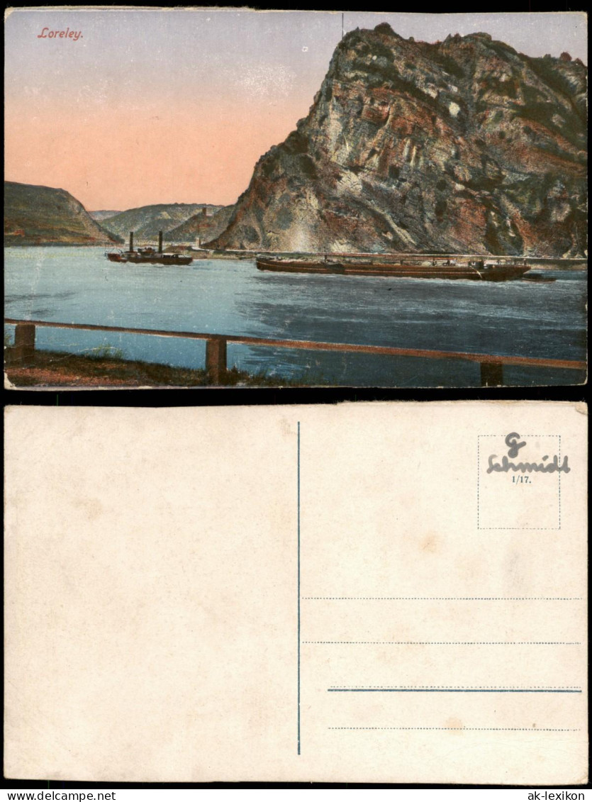 Ansichtskarte Sankt Goar Rheintal An Der Loreley Rhein Schiffe Felsen 1910 - St. Goar