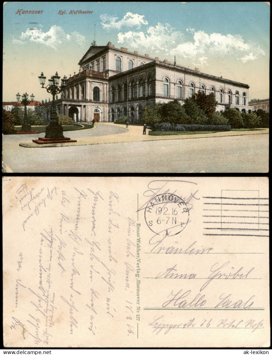 Ansichtskarte Hannover Königliches Hoftheater 1916  Feldpost Gelaufen - Hannover