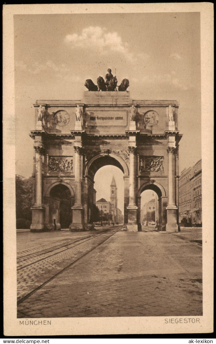 Ansichtskarte München Straßen Partie Am Siegestor 1920 - Muenchen