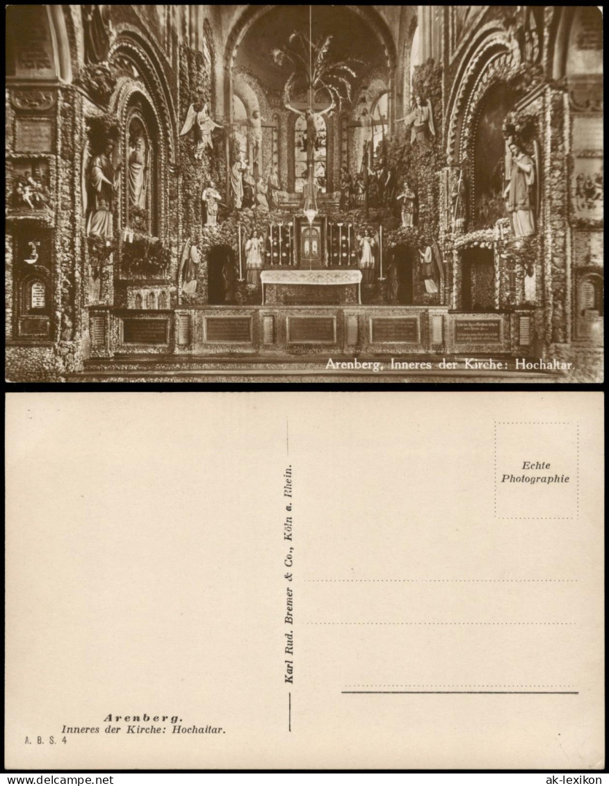 Ansichtskarte Arenberg-Koblenz Inneres Der Kirche Hochaltar 1920 - Koblenz