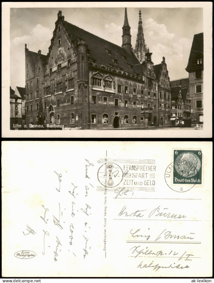 Ansichtskarte Ulm A. D. Donau Straßenpartie Am Rathaus, Fotokarte 1939 - Ulm