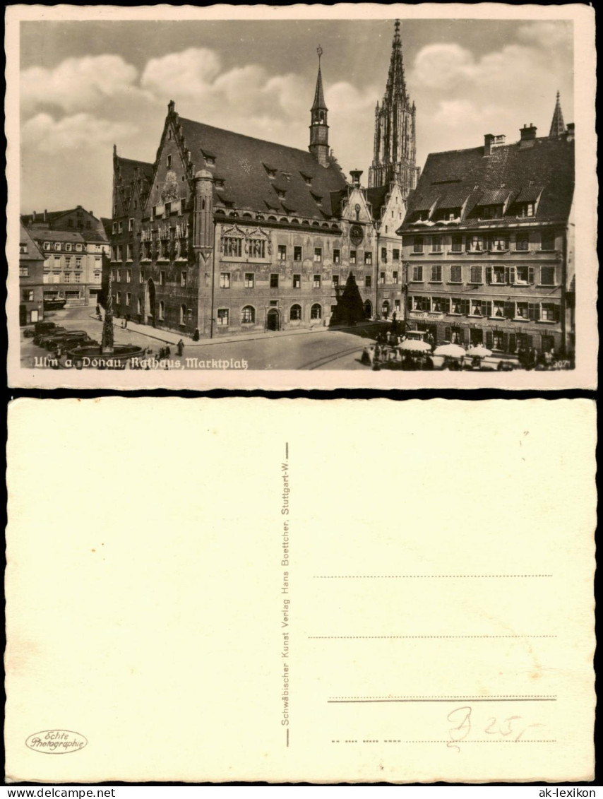 Ansichtskarte Ulm A. D. Donau Rathaus, Marktplatz - Fotokarte 1932 - Ulm