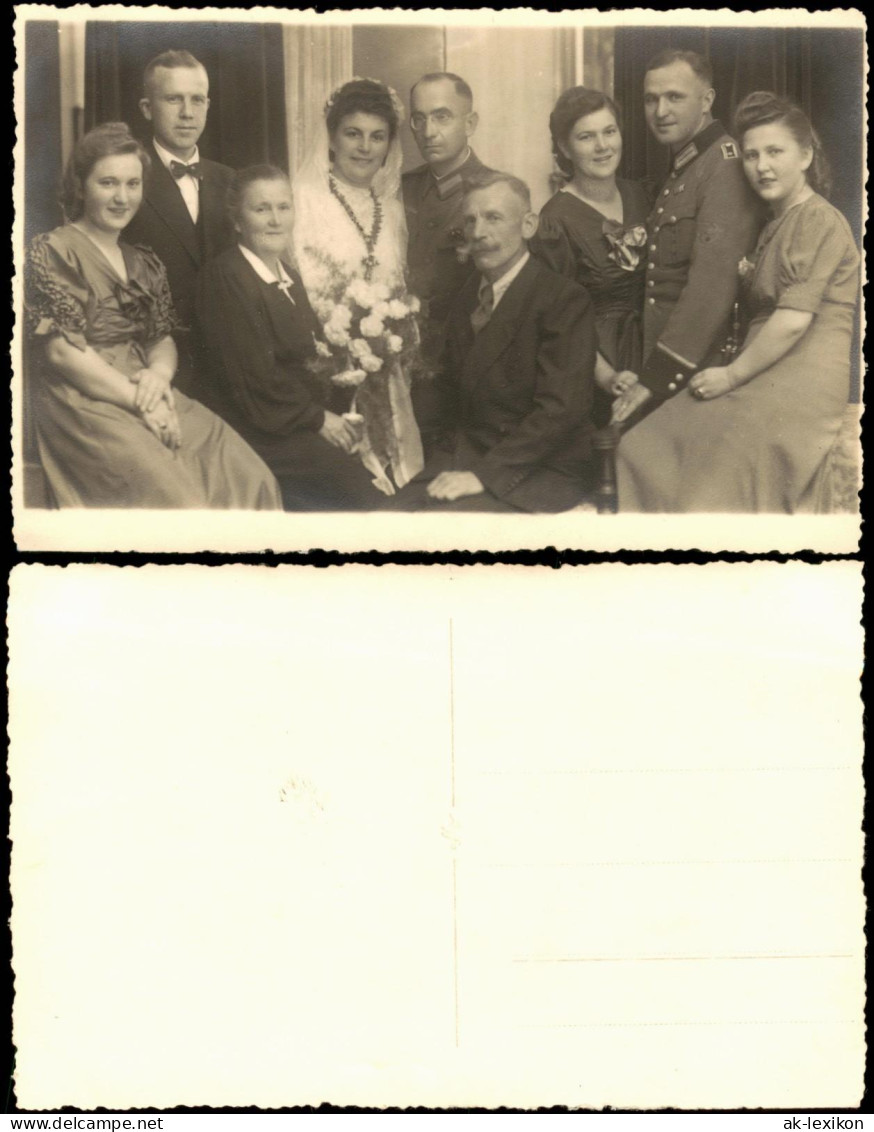 Foto  Hochzeit Gruppenfoto Wedding Group-Photo 1940 Privatfoto - Huwelijken