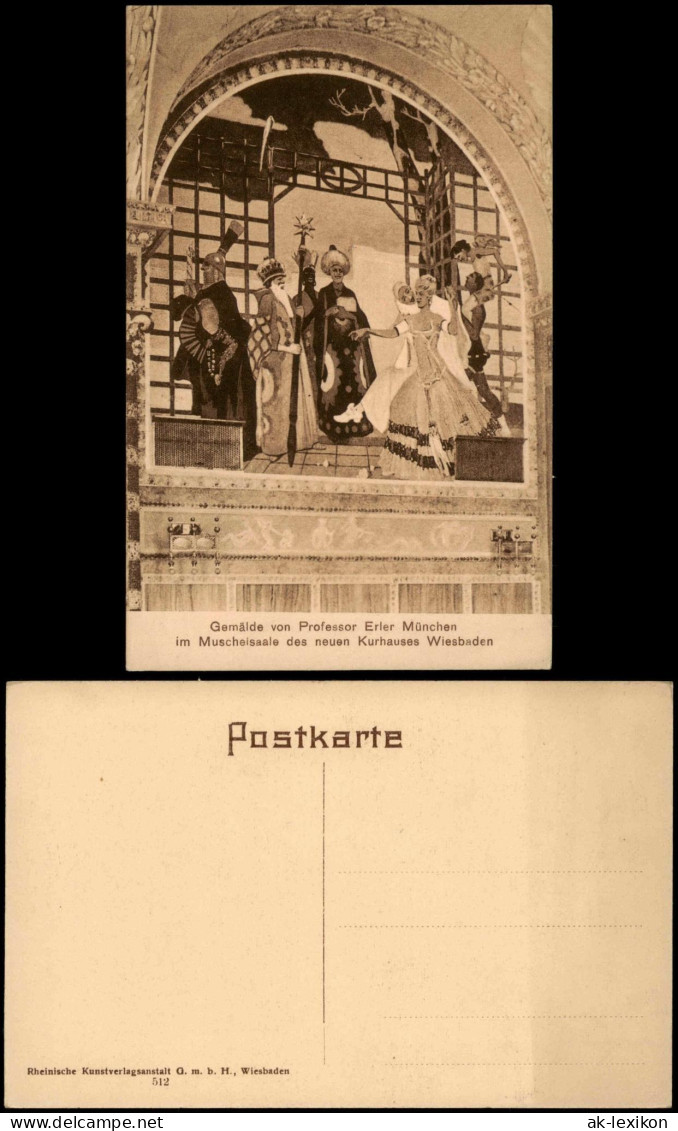 Wiesbaden Gemälde Von Professor Erler München Im Muschelsaale Neues Kurhaus 1922 - Wiesbaden