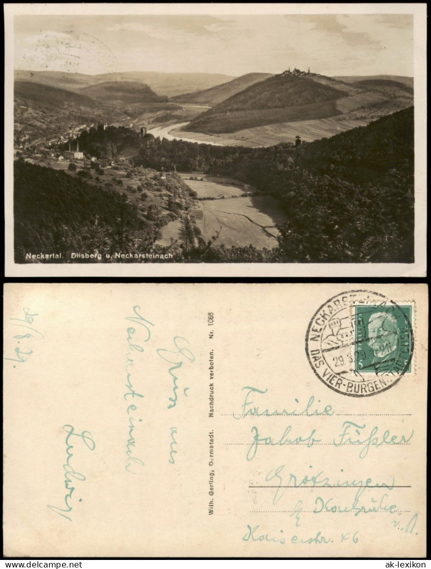 Ansichtskarte Dilsberg-Neckargemünd Panorama-Ansicht 1929 - Neckargemuend