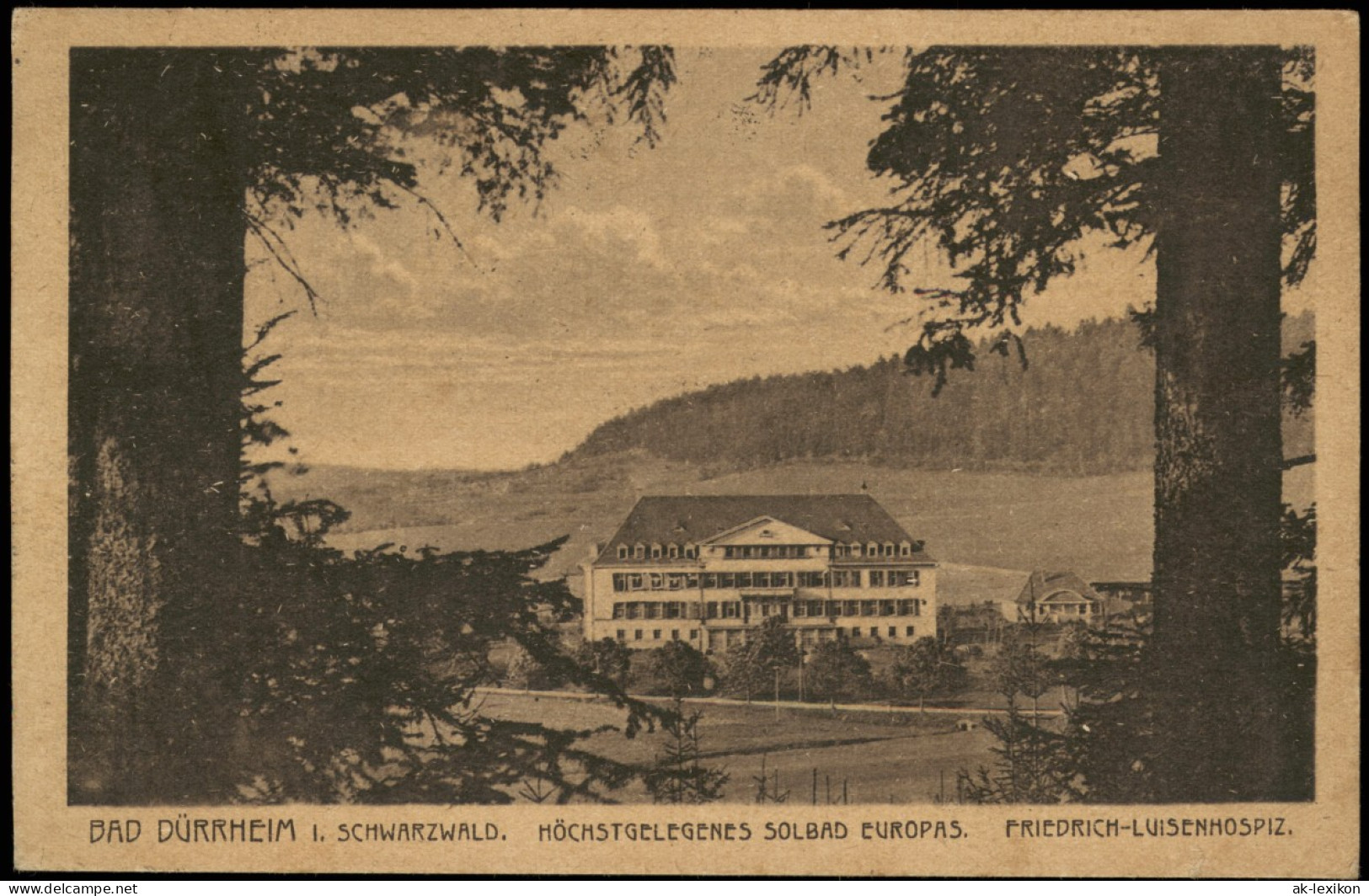 Ansichtskarte Bad Dürrheim SCHWARZWALD SOLBAD FRIEDRICH-LUISENHOSPIZ 1923 - Bad Duerrheim