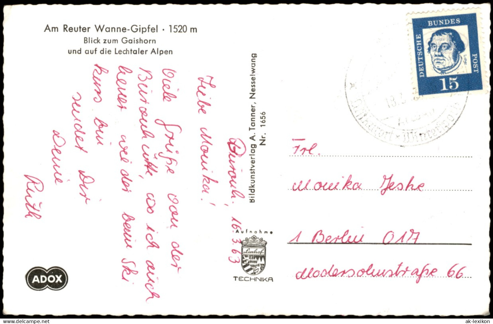 Ansichtskarte  Lechtaler Alpen Am Reuter Wanne-Gipfel 1963 - Ohne Zuordnung