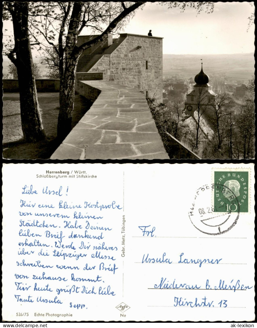 Herrenberg Ortspanorama Mit Schloßbergturm Und Stiftskirche 1961 - Herrenberg