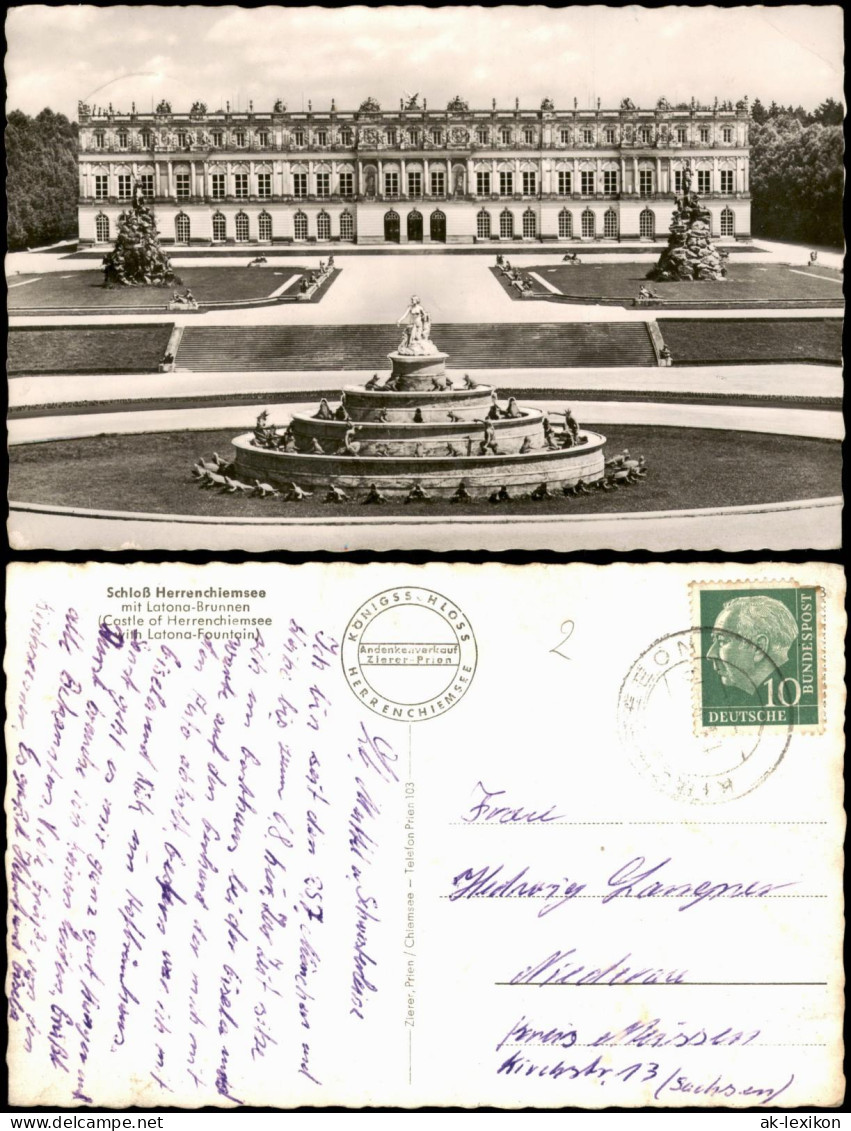 Chiemsee Herrenchiemsee Herreninsel Mit Schloss Mit Latona-Brunnen 1955 - Chiemgauer Alpen