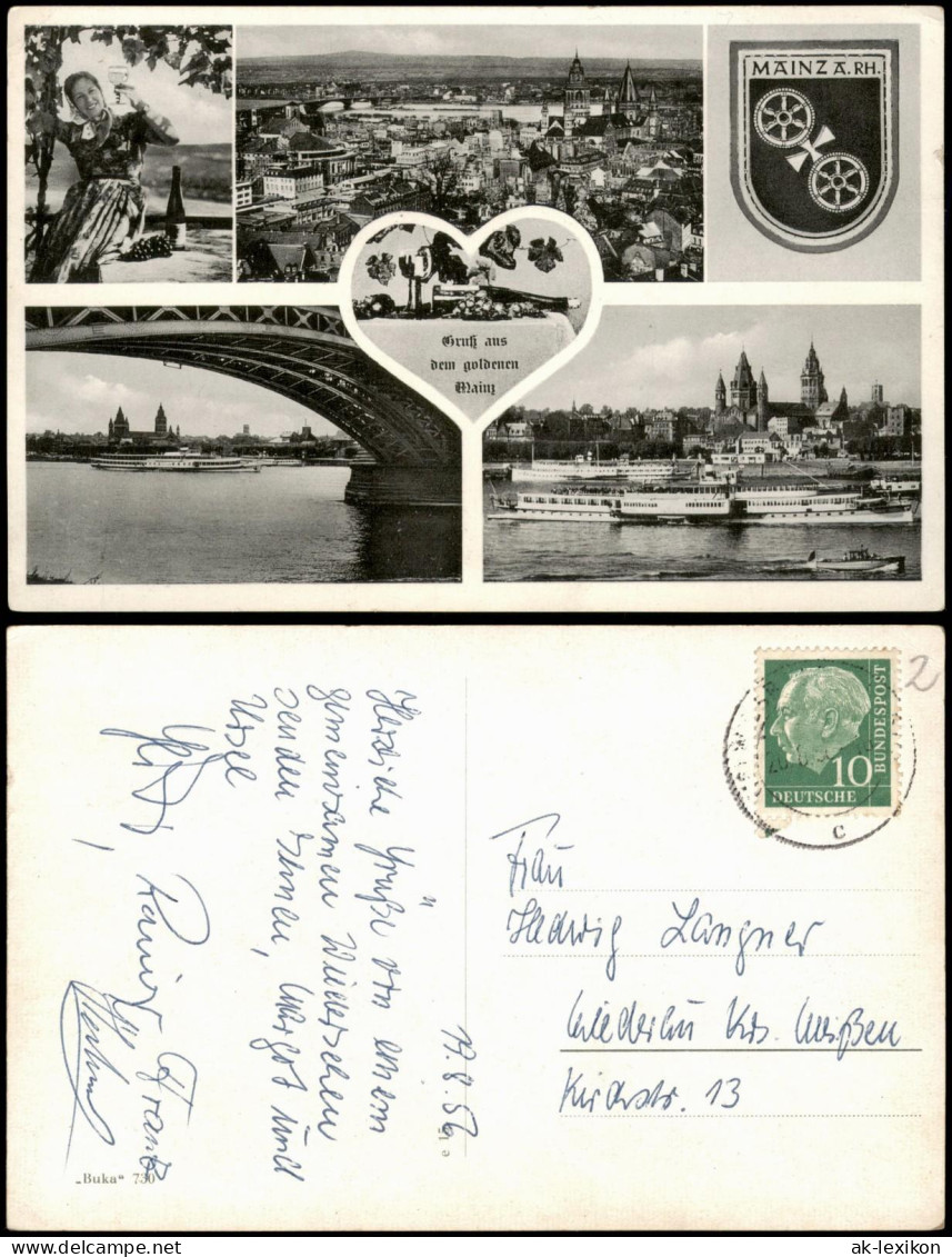 Ansichtskarte Mainz Mehrbild-AK Mit Ortsansichten Und Weinkönigin 1956 - Mainz