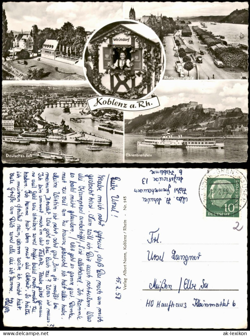 Ansichtskarte Koblenz Weindorf, Luftbild, Stadt 1961/1958 - Koblenz