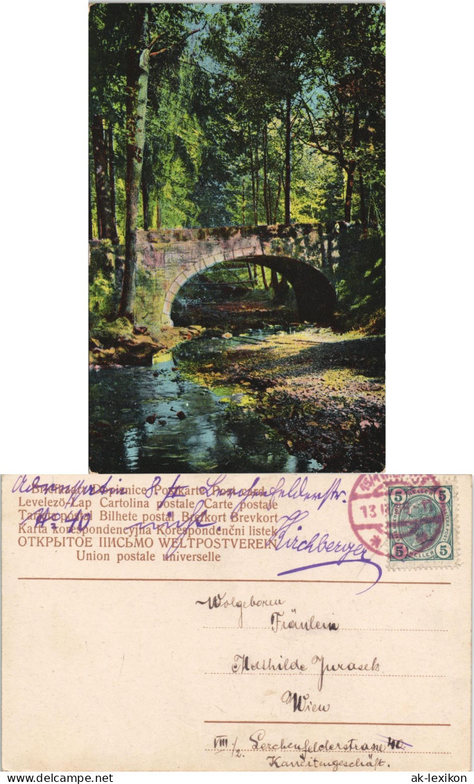 Ansichtskarte  Steinbrücke Im Wald Stimmungsbild: Natur 1916 - Ohne Zuordnung