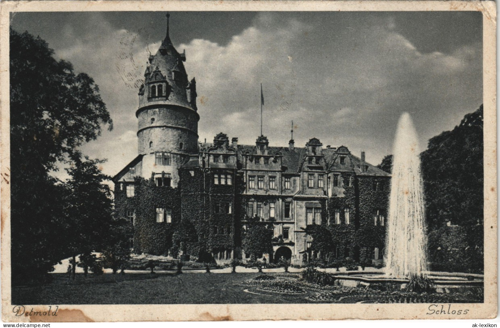 Ansichtskarte Detmold Fontäne Am Schloss 1940 - Detmold
