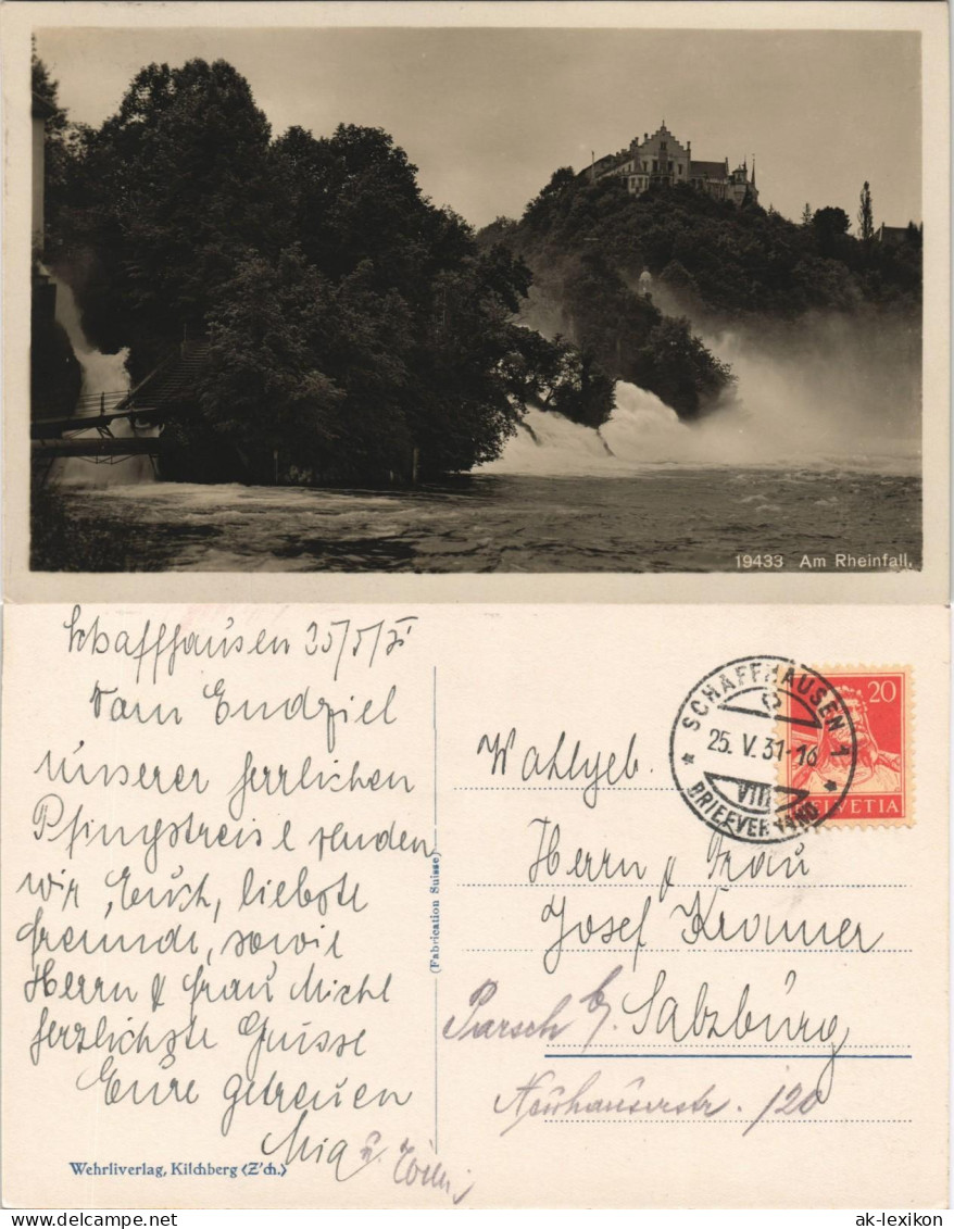 Neuhausen  Rheinfall Rhein Wasserfall River Falls 1931    Stempel SCHAFFHAUSEN - Altri & Non Classificati