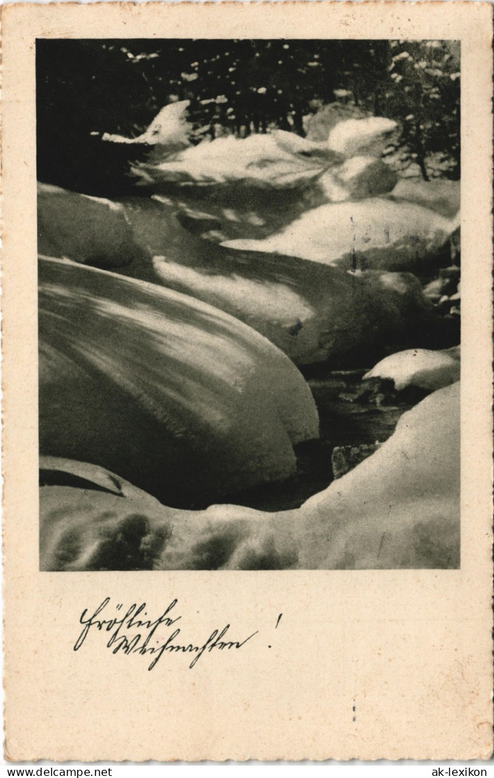 Ansichtskarte  Weihnachten  Christmas Gebirgsbach Winter 1934  Gel. Ptrah Praha - Sonstige & Ohne Zuordnung