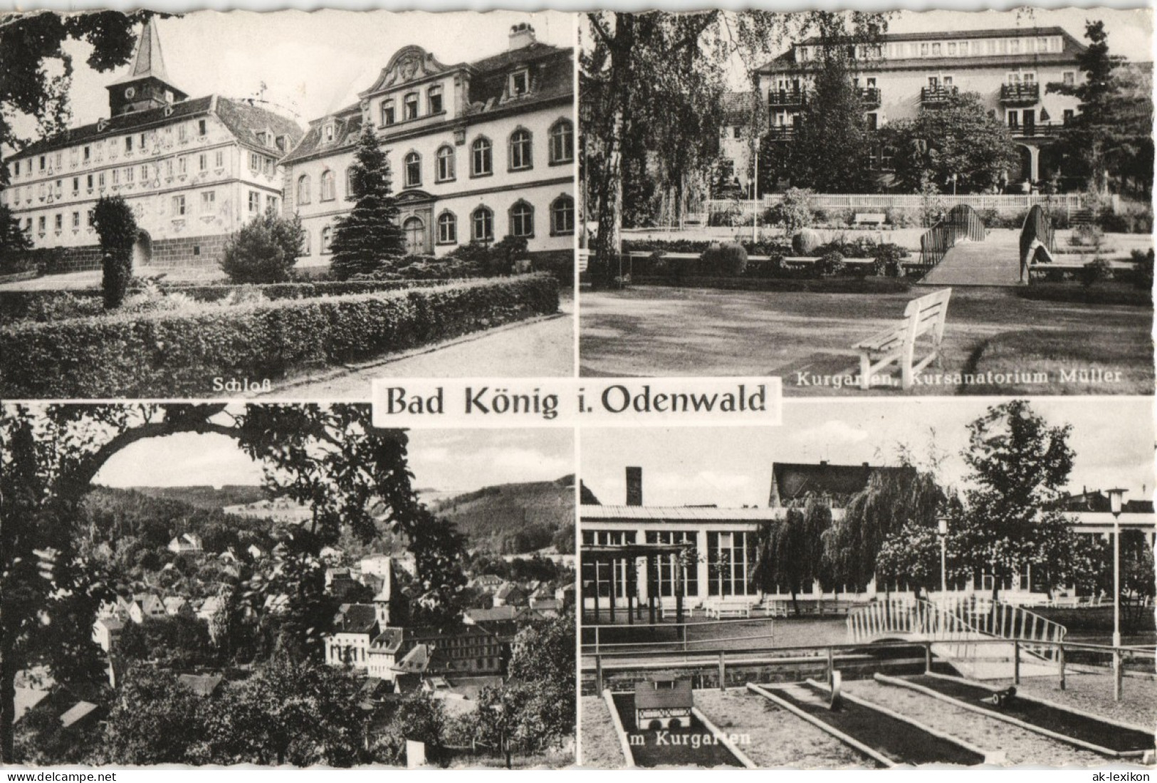 Ansichtskarte Bad König Schloß, Kurgarten, Minigolf 1960 - Bad König