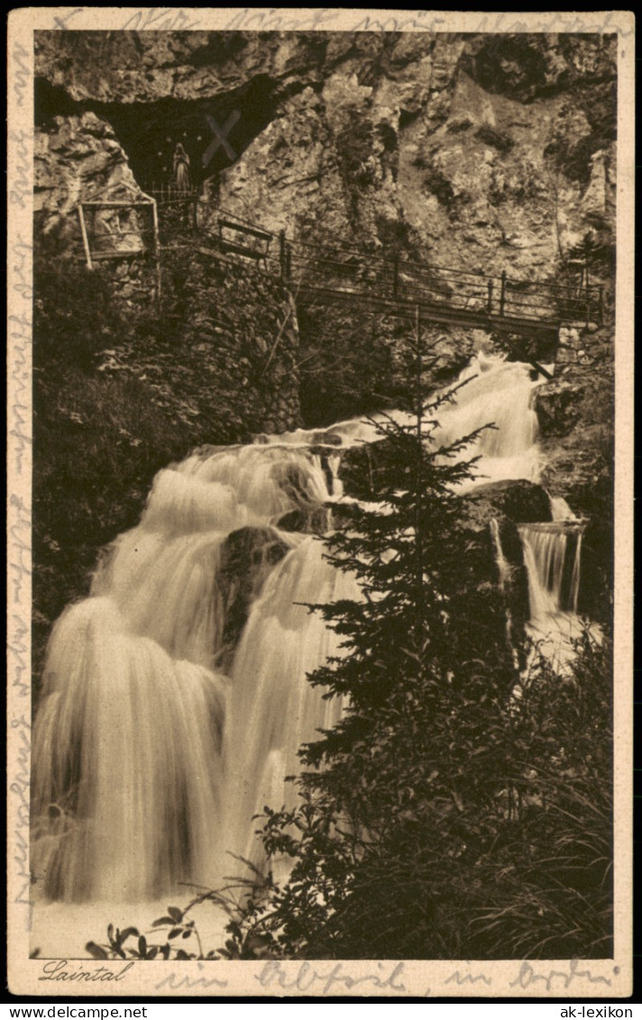 Ansichtskarte Mittenwald Laintal Wasserfall (River Falls Waterfall) 1935 - Mittenwald