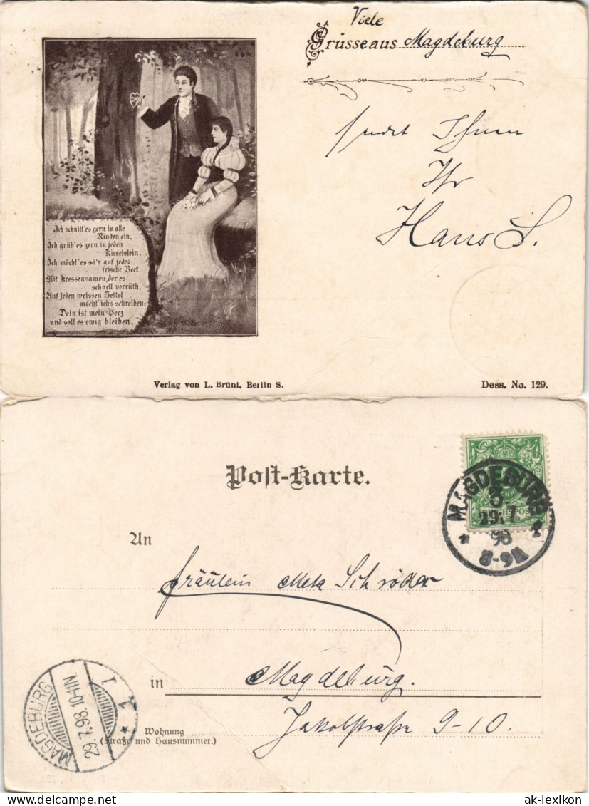 Menschen/Soziales Leben - Liebespaare 1898  Gel. Von Und Nach Magdeburg - Koppels