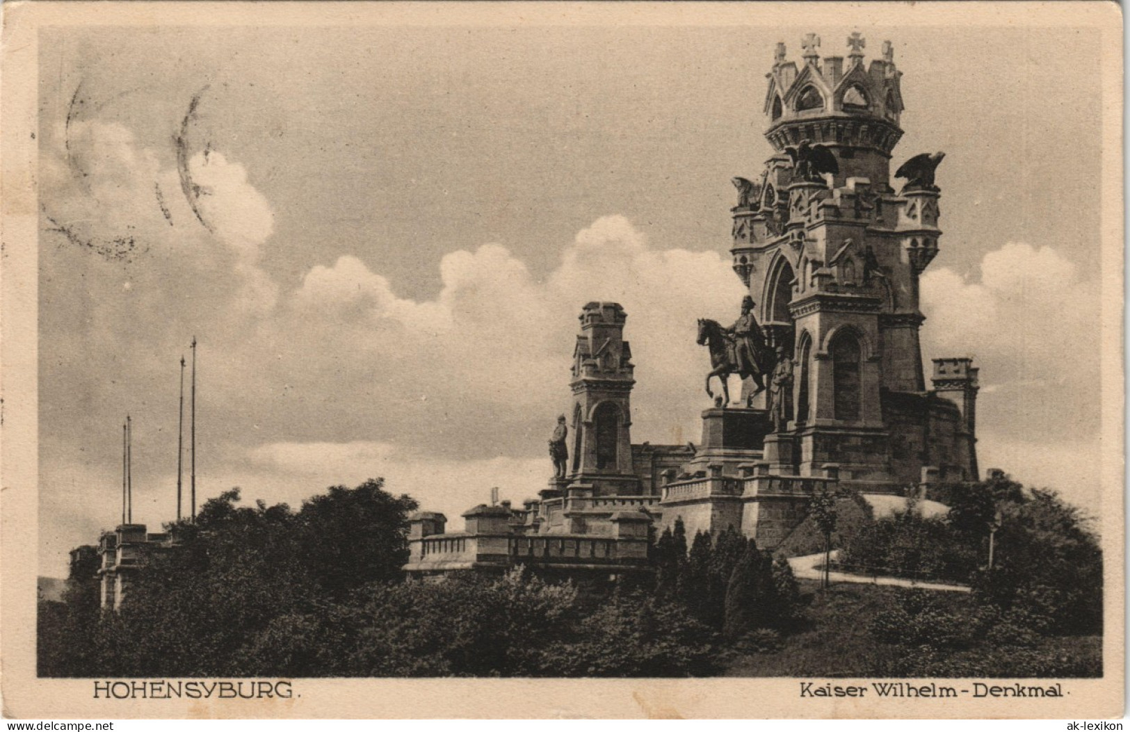 Ansichtskarte Syburg-Dortmund Kaiser Wilhelm-Denkmal, Seitenansicht 1927 - Dortmund