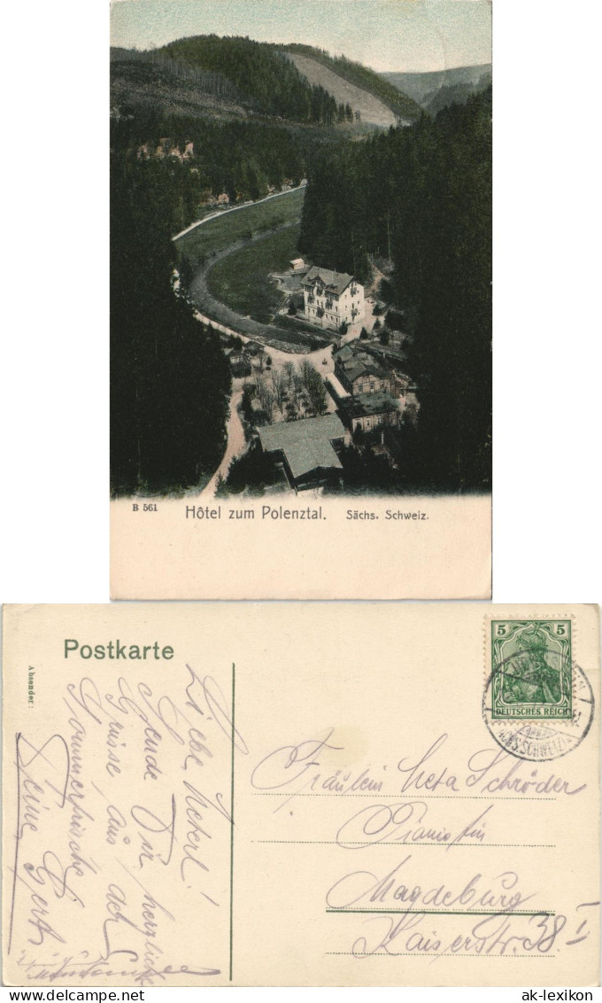 Ansichtskarte Hohnstein (Sächs. Schweiz) Hôtel Zum Polenztal. 1918 - Hohnstein (Sächs. Schweiz)