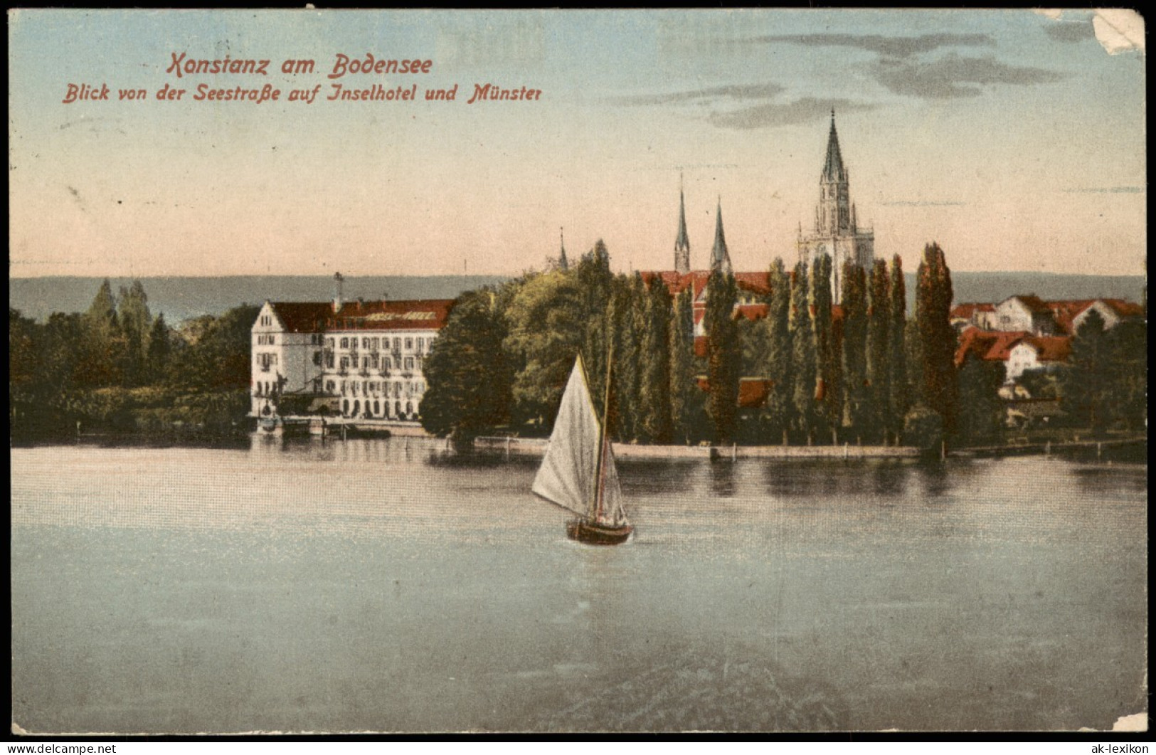 Konstanz Blick Von Der Seestraße Auf Inselhotel Und Münster 1922 - Konstanz