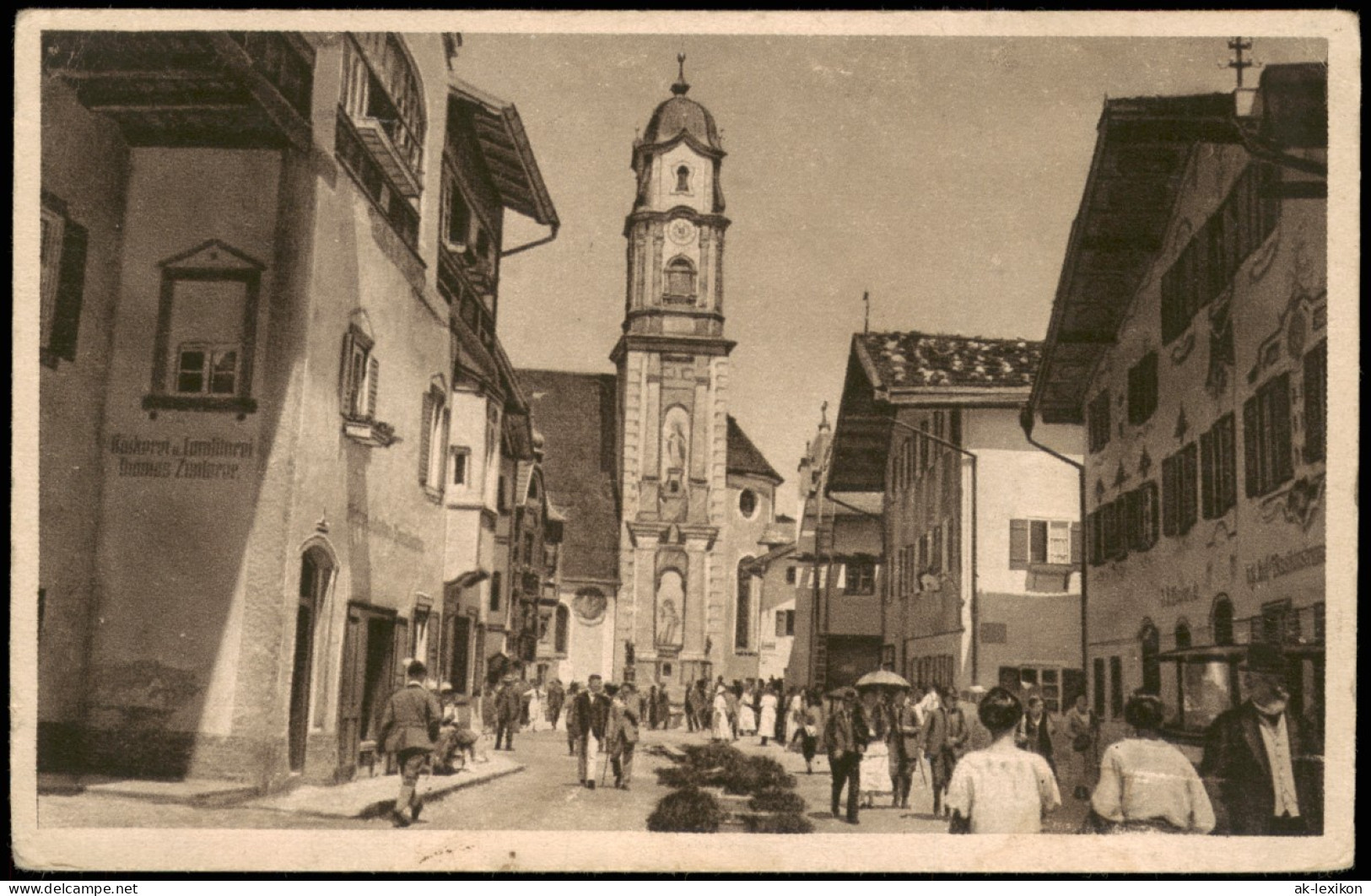 Ansichtskarte Mittenwald Belebte Hauptstraße 1920 - Mittenwald