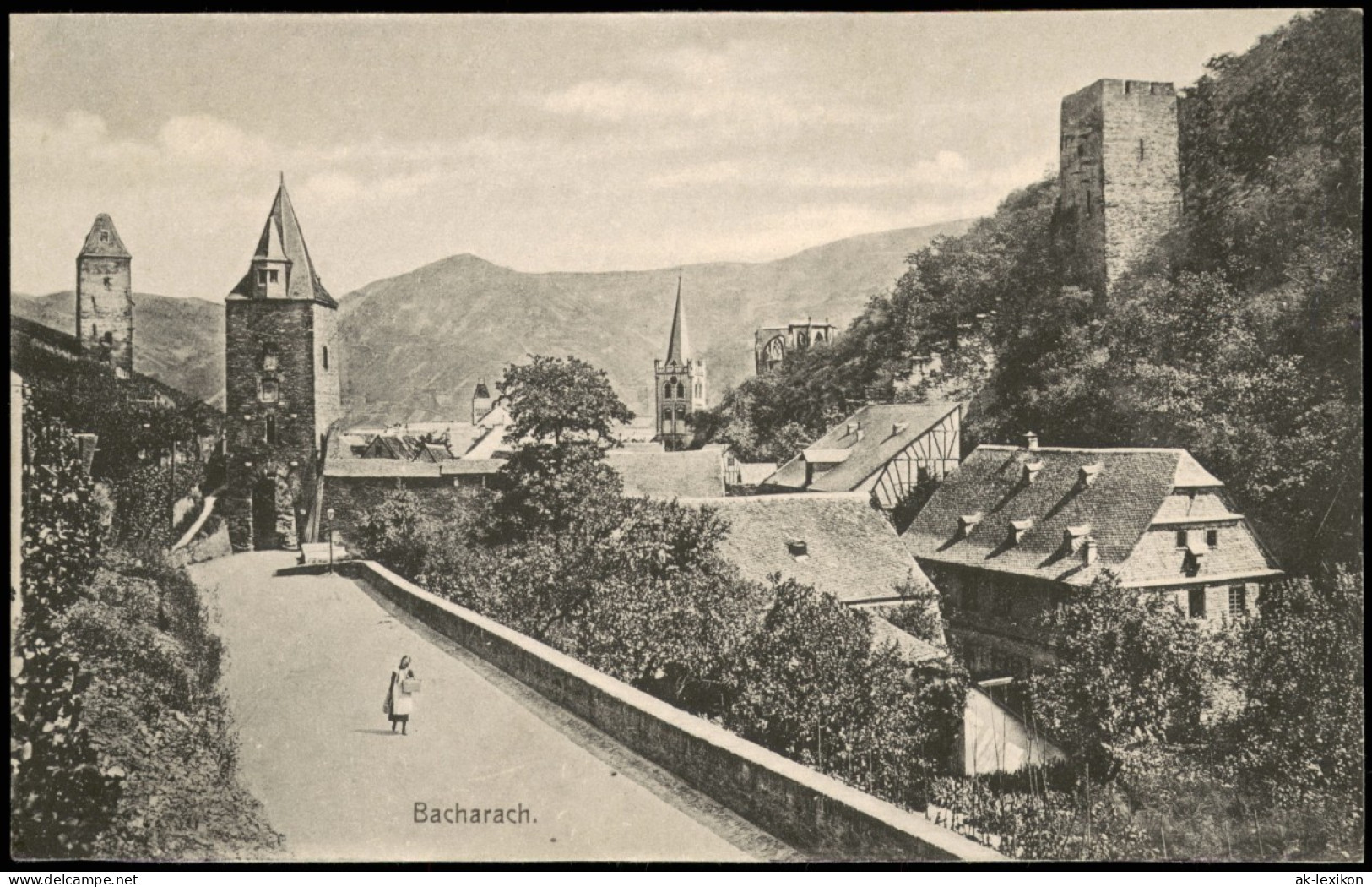 Ansichtskarte Bacharach Panorama-Ansicht; Orts-Teilansicht 1906 - Bacharach