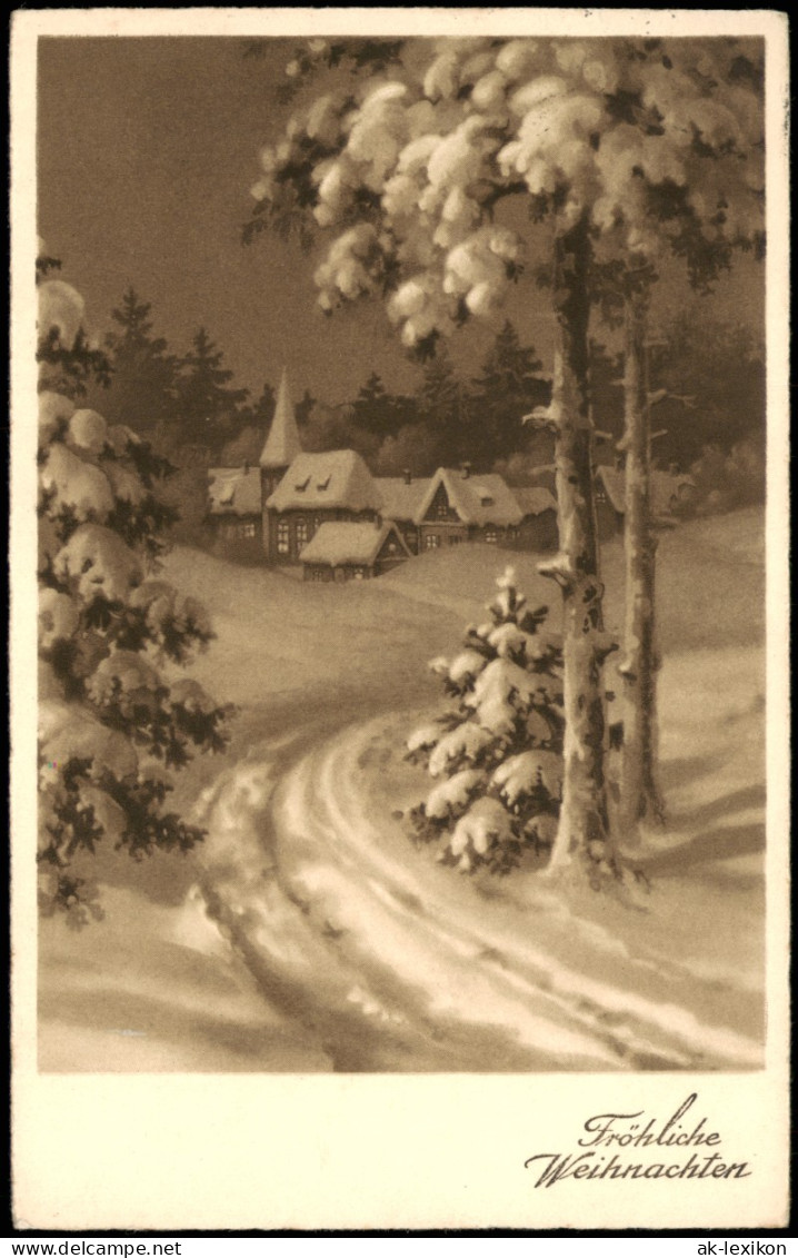Weihnachten Christmas, Grusskarte Winter-Landschaft 1933 Gel  Stempel VILLINGEN - Altri & Non Classificati