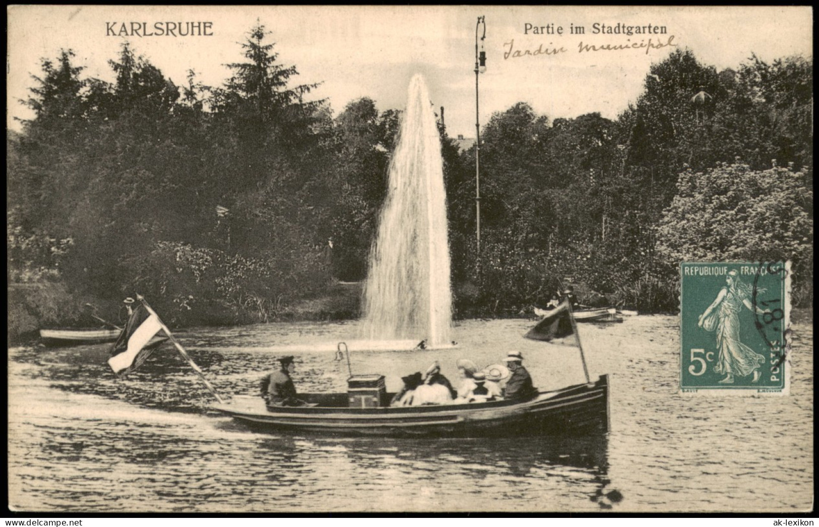 Ansichtskarte Karlsruhe Partie Im Stadtgarten, Bootsausflug Familie 1915 - Karlsruhe