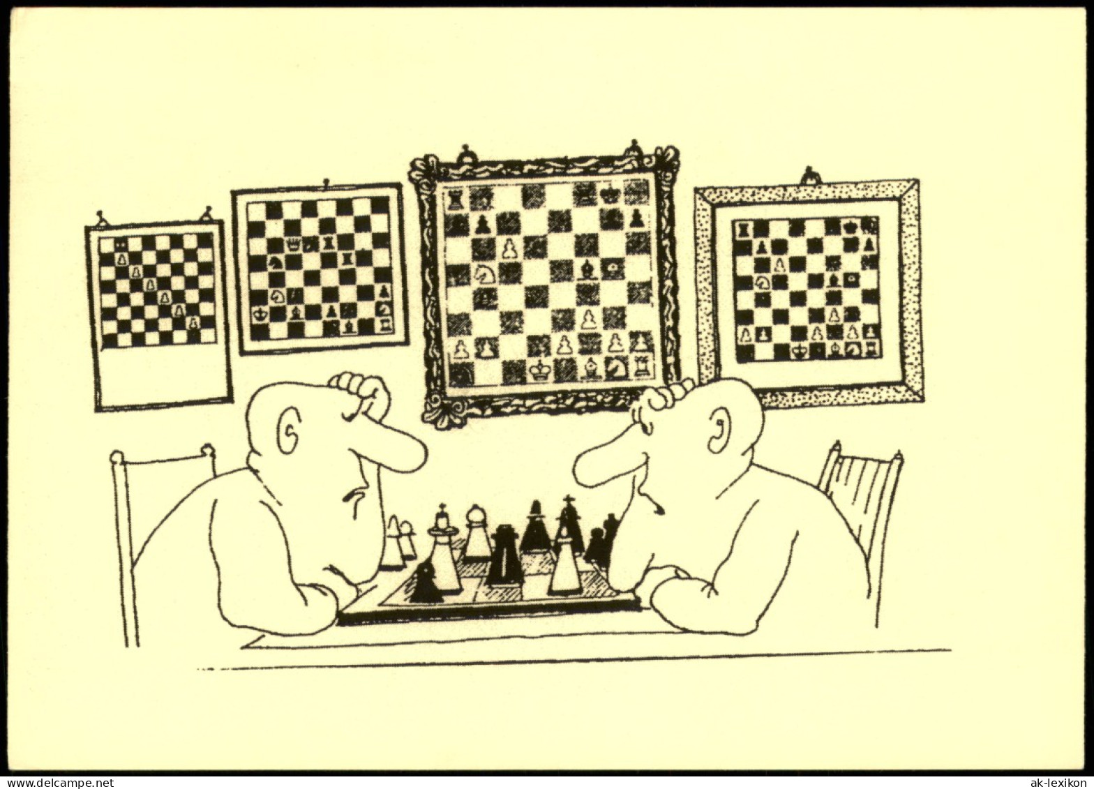 Schach Chess - Spiel, Künstlerkarte Männer Beim Schachspiel 2002 - Zeitgenössisch (ab 1950)