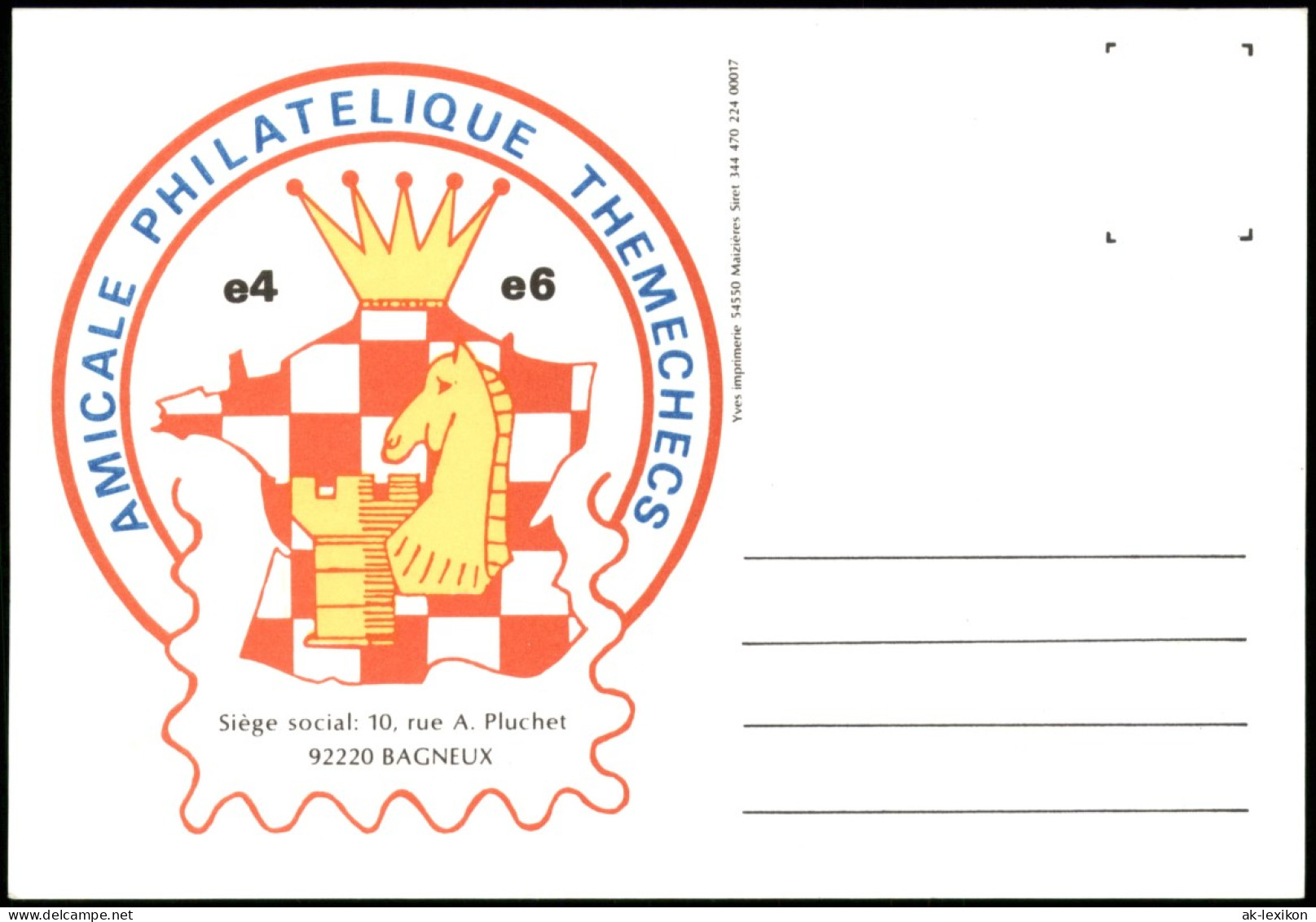 Ansichtskarte  Schach (Chess) Motivkarte (aus Bagneux) 1994 - Contemporary (from 1950)