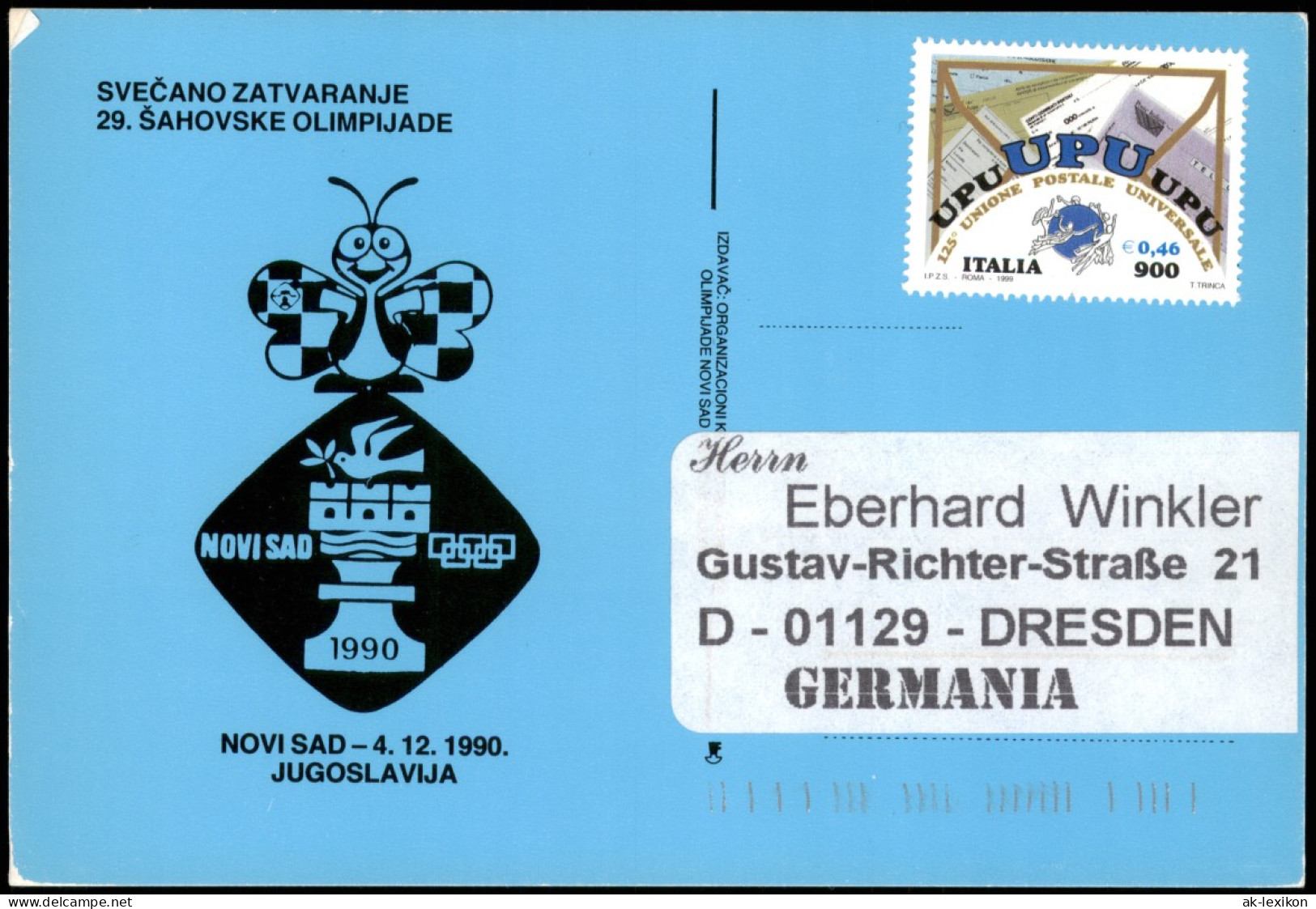Schach (Chess) 29. ŠAHOVSKE OLIMPIJADE OLIMPIJADE NOVI SAD 2000/1990 - Contemporain (à Partir De 1950)