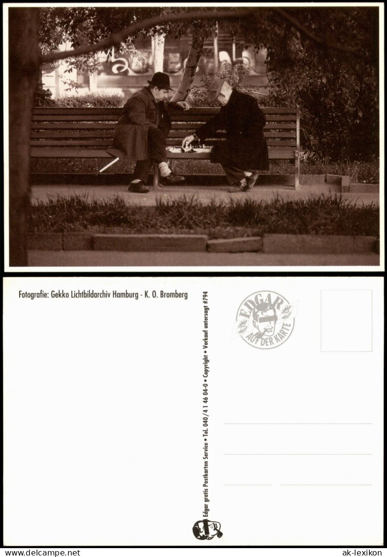 Ansichtskarte  Schach (Chess) Motivkarte Schachspieler Auf Parkbank 2000 - Zeitgenössisch (ab 1950)