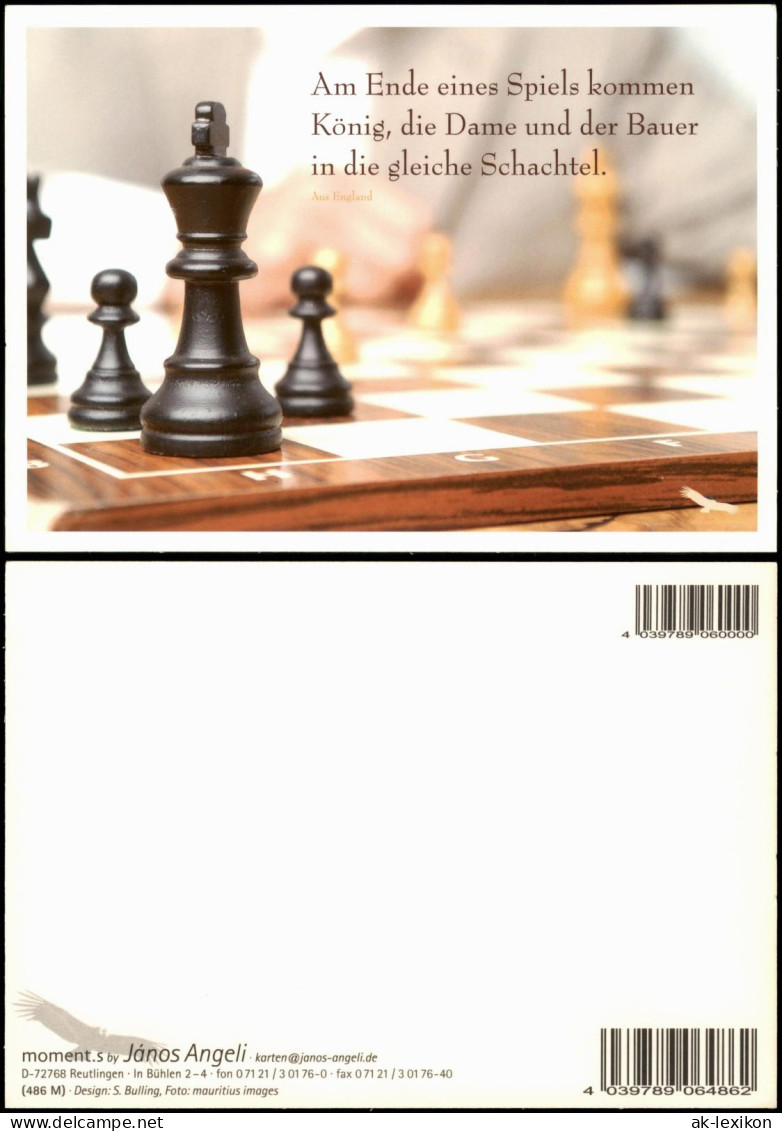Ansichtskarte  Schach Chess - Spiel Fotokarte Figuren Schachbrett 2014 - Hedendaags (vanaf 1950)