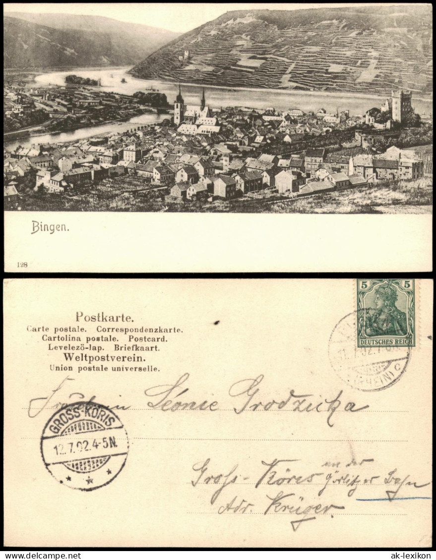 Ansichtskarte Bingen Am Rhein Panorama 1902   Gel Gross-Köris (Ankunftsstempel) - Bingen