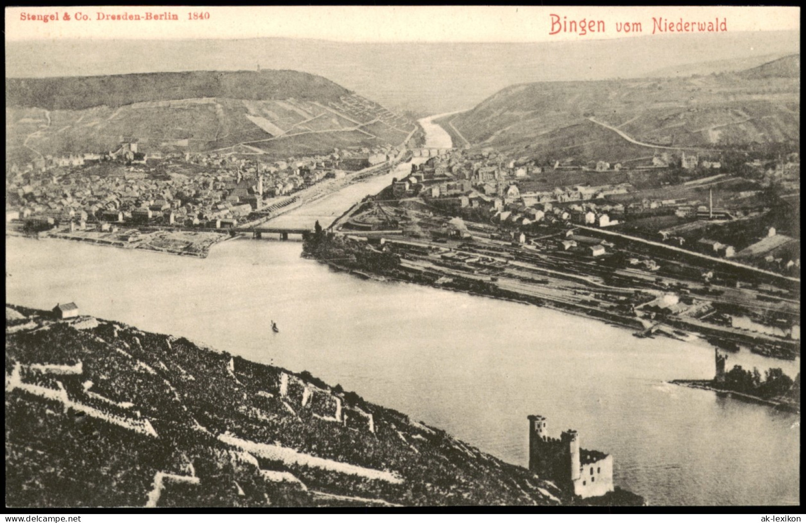 Ansichtskarte Bingen Am Rhein Panorama-Ansicht Blick Vom Niederwald Aus 1900 - Bingen