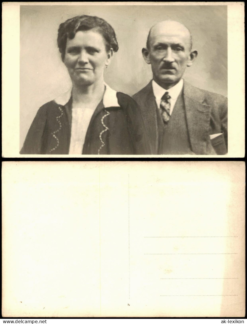 Portrait Mann/Frau älteres Ehepaar Mode Kleidung 1940 Privatfoto - Unclassified