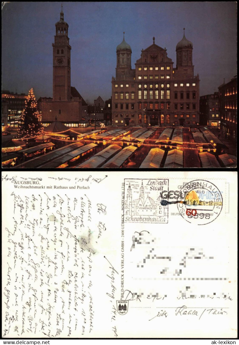Ansichtskarte Augsburg Weihnachtsmarkt Mit Rathaus Und Perlach 1984 - Augsburg