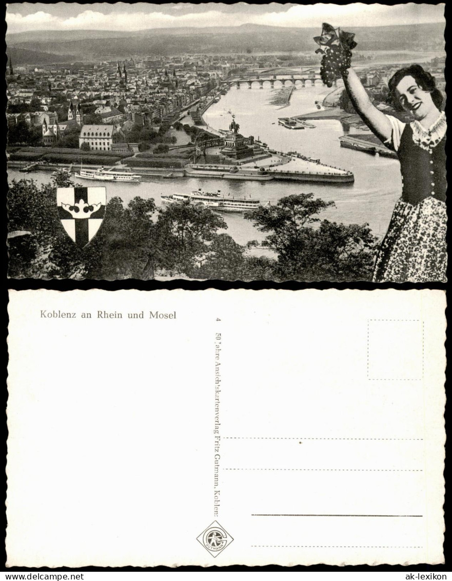 Ansichtskarte Koblenz Deutsches Eck Mit Rheindampfer, Dame 1968 - Koblenz
