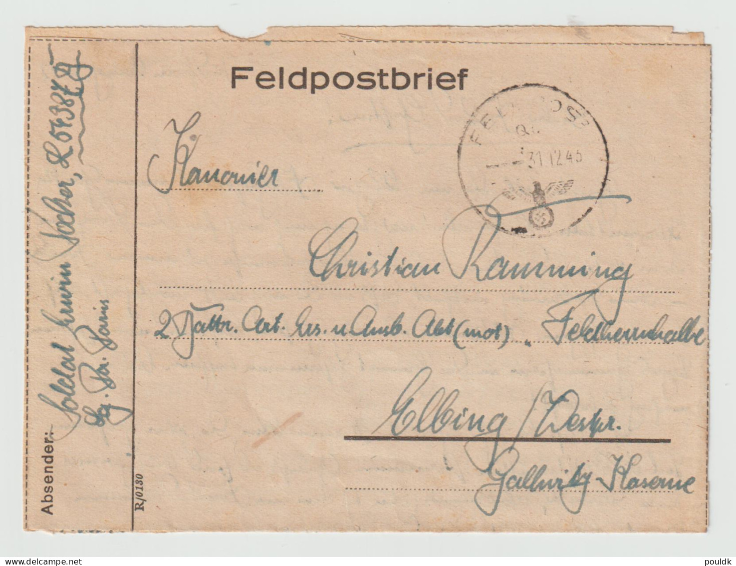 German Feldpost WW2 From Blois In France To Poland - Stab III Flieger-Regiment 63 FP L54387 LGPA Paris To Artillerie - Militares