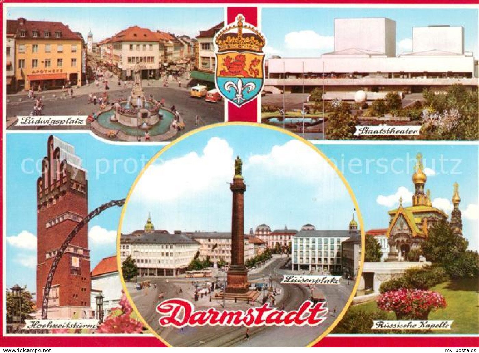 73358907 Darmstadt Ludwigsplatz Staatstheater Russische Kapelle Hochzeitsturm Da - Darmstadt