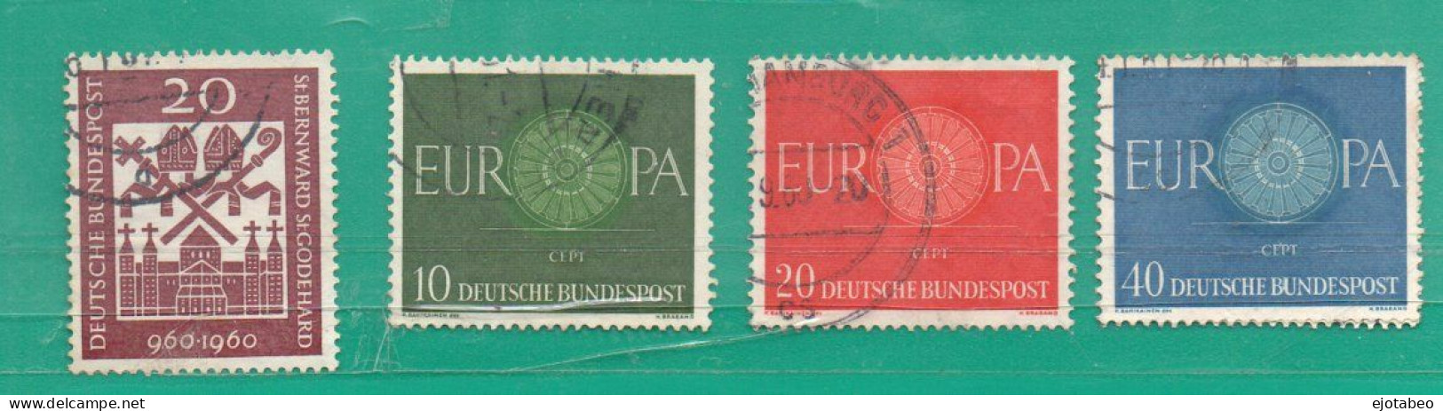 75 Alemania Occidental 1960 YT  209 Ss Y 210/212 Ss Usado,Used,Usato -TT-Europa, Escudos-Yvert Euros 3.10 - Used Stamps