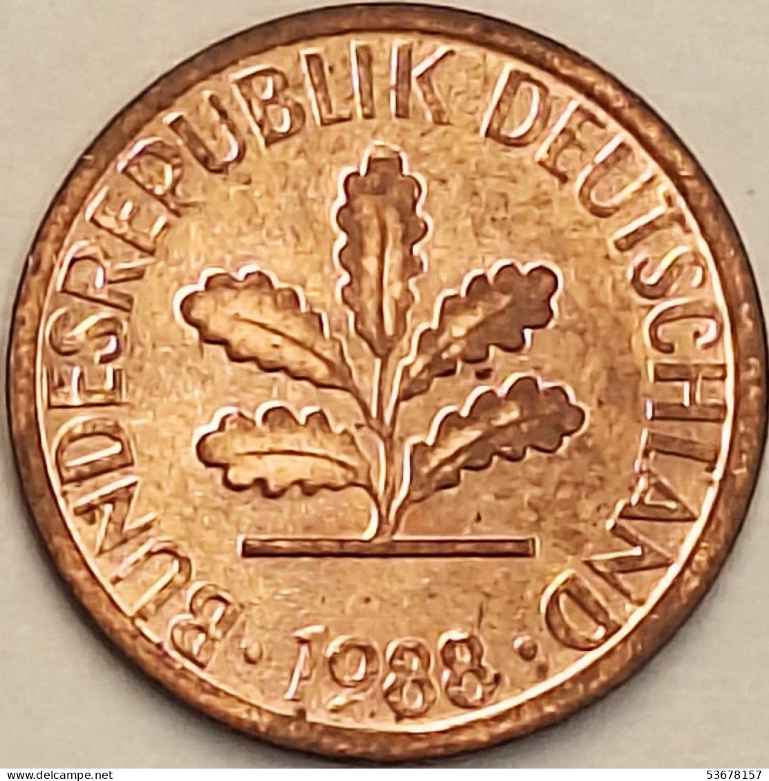 Germany Federal Republic - Pfennig 1988 D, KM# 105 (#4502) - 1 Pfennig