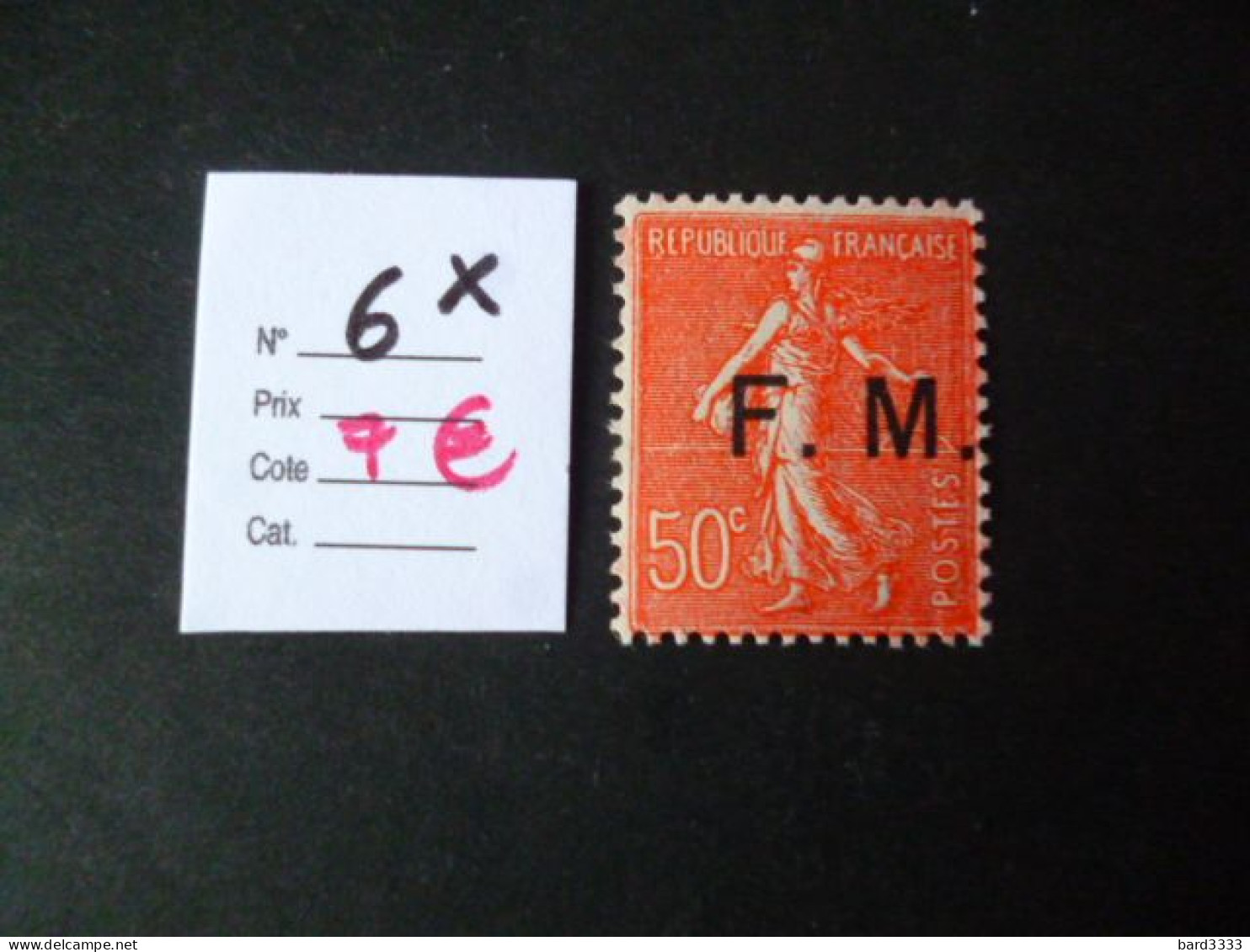 Timbre France Neuf * Franchise N° 6 Cote 7€ - Military Postage Stamps