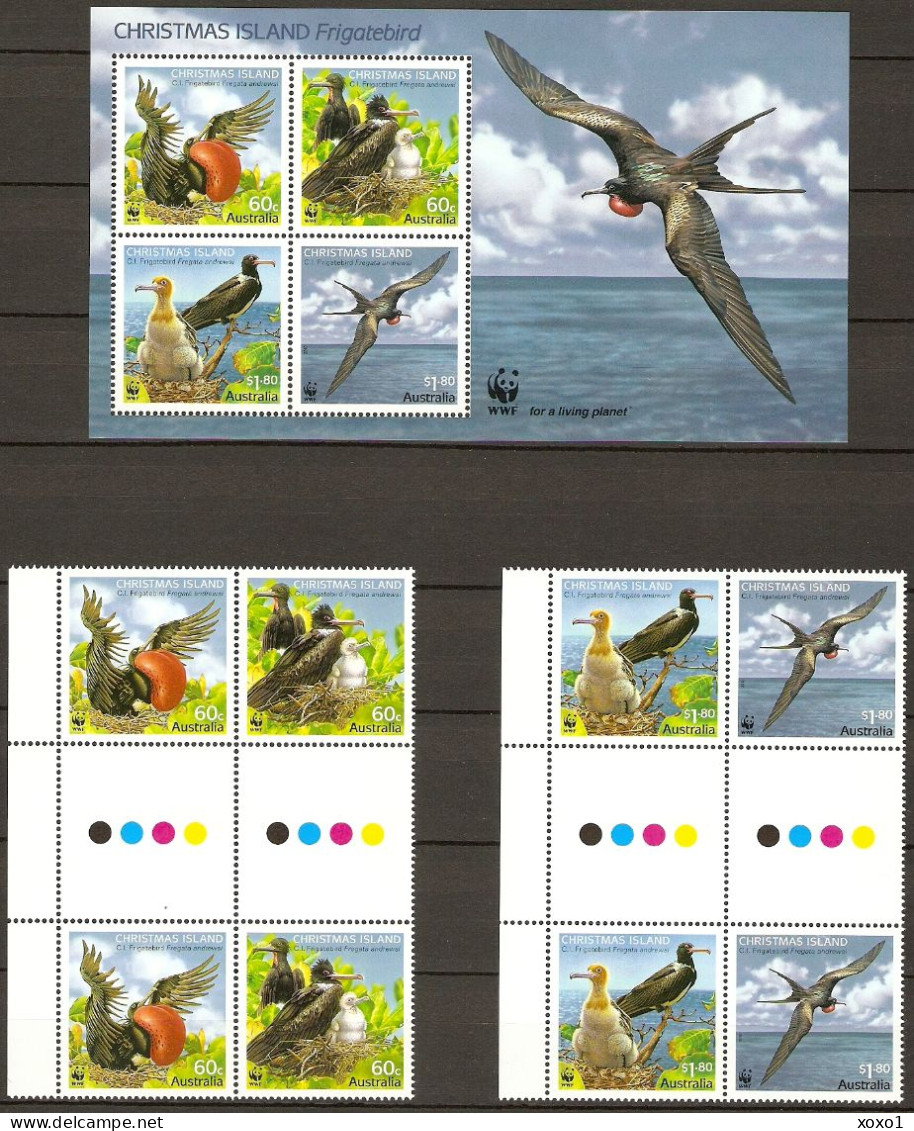 Christmas Island 2010 MiNr. 681 - 684 (Block 26) Weihnachtsinsel BIRDS Christmas Frigatebird WWF 8V+M\SH   MNH** 28.50 € - Albatros & Stormvogels