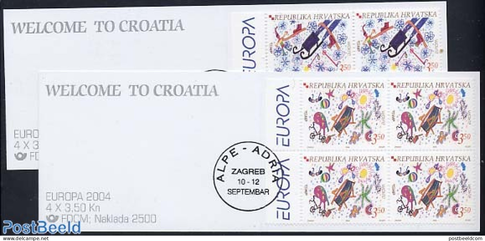 Croatia 2004 Europa 2 Booklets (always Canc. On Border), Mint NH, History - Various - Europa (cept) - Stamp Booklets -.. - Non Classificati