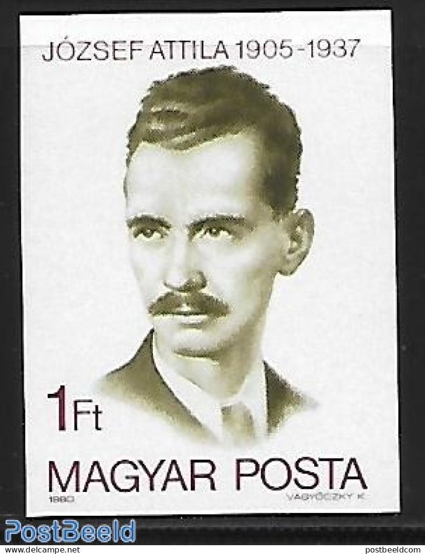 Hungary 1980 Attila Jozsef 1v Imperforated, Mint NH, Art - Authors - Unused Stamps